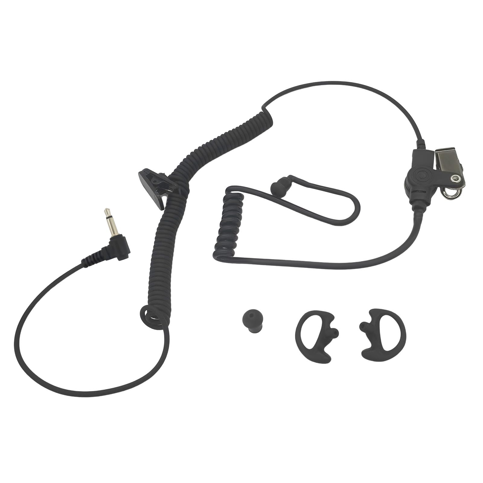 PZYPYM All Black Listen Only Earpiece Police Law Enforcement 3.5mm Acousitc Tube Ear Piece Single Pin Radio Headset Earphone Headphone Without Mic for Motorola APX 6000 4000 Shoulder Mic