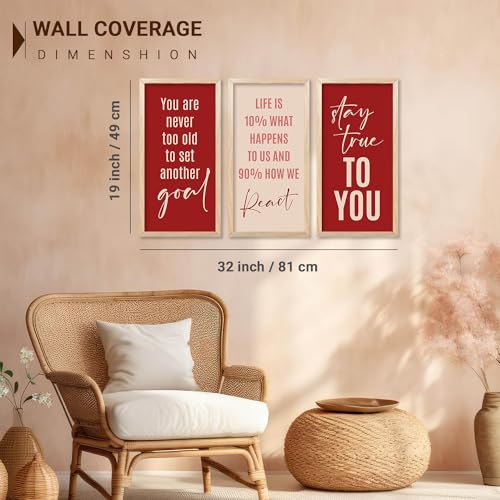 Image of kotart - Quotes Wall Decor Paintings | Quotes Wall Decor Poster With Frames | Wall Hanging Paintings For Office Living Room Bedroom | Motivational Quotes Poster With Frame Set of 3 (10x19 inch, F)