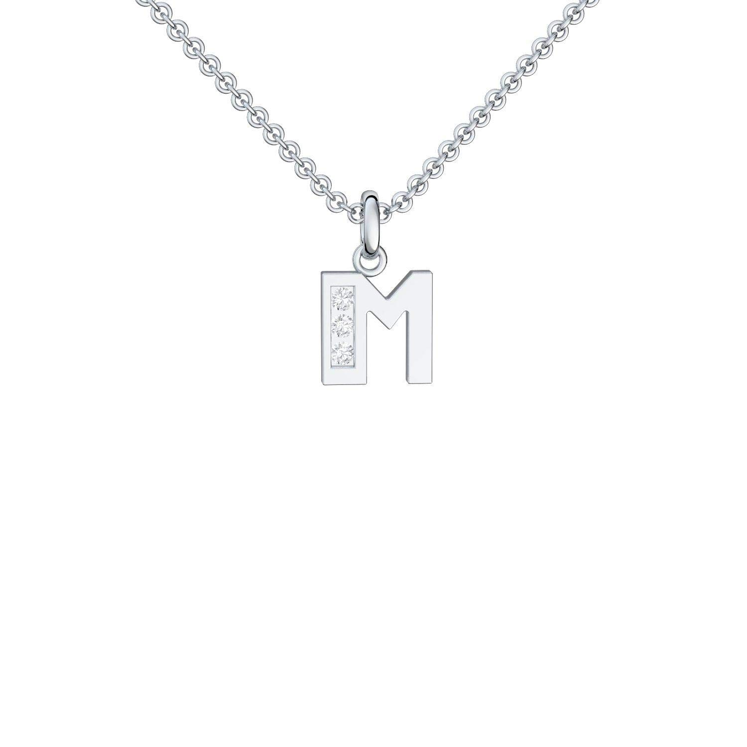 Letter necklace M silver letter pendant M zirconia - incl. luxury