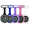 Digital Nurse Watch Fob For Women Men Multi Function, Infection Control Design, Silicone Nurses/Brooch/Tunic/Fob/Pocket/Carabiner Watch With Pin/Clip-On Nurse Doctor Paramedic Watch With Light Black #3