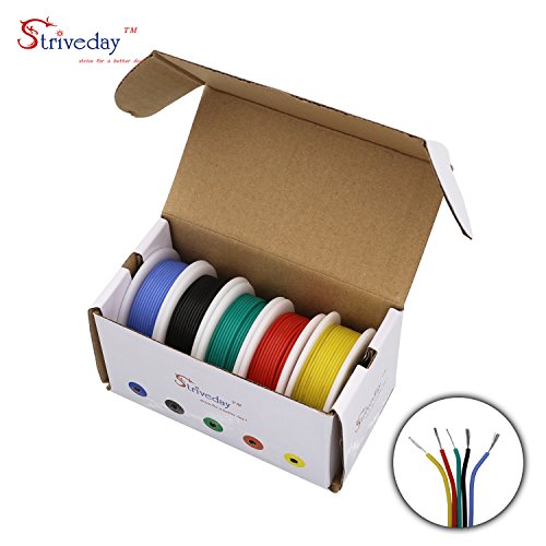 Striveday 30 AWG Flexible Silicone Wire Electric wire 30 gauge Coper Hook Up Wire 300V Cables electronic stranded wire cable electrics DIY BOX-1