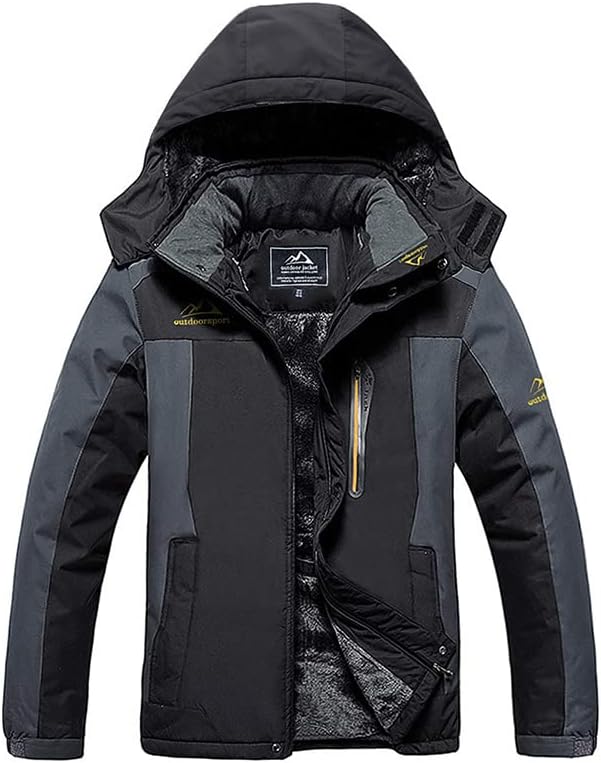 Men Softshell Thick Warm Fleece Lined Parka Coat Waterproof Outerwear Hooded Military Army Jacket