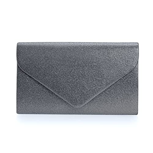 Image of IXEBELLA Women PU Clutch Glittering Evening Bag Formal Handbag Wedding Cocktail Prom Party Purse (Pewter)