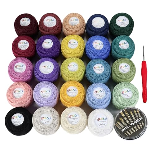 Image of golo 24 Skeins Crochet Thread Size 30 Embroidery Thread 10gX24 Crochet Yarn for Hand Knitting 30-24-1
