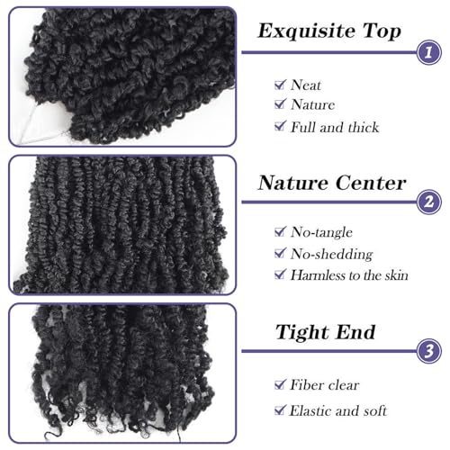 Datanala Yanky Twists Crochet Braiding Hair 10 Inch 9 Packs Crochet Hair with Curls Micro Spring Twists Crochet Hair Pre-looped Curly Crochet Braids Hair Extensions for Women (1B#, 10inch) - Image 5