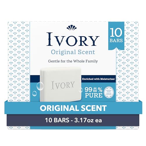Ivory Gentle Bar Soap, Designed for Whole Family, 99.44% Pure Formula, Plant-Based Cleanser, Made...