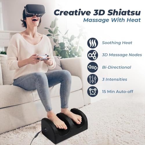 Image of Electric Foot & Calf Massager with Heat Therapy - Deep Tissue Relaxation Machine for Tired Muscles | Pain Relief & Blood Circulation Boost