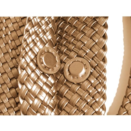Image of Woven Leather Bags for Women Knoted Women Handbag Designer Shoulder Bucket Purse Handmade Fashion Tote Hobo Bag Small