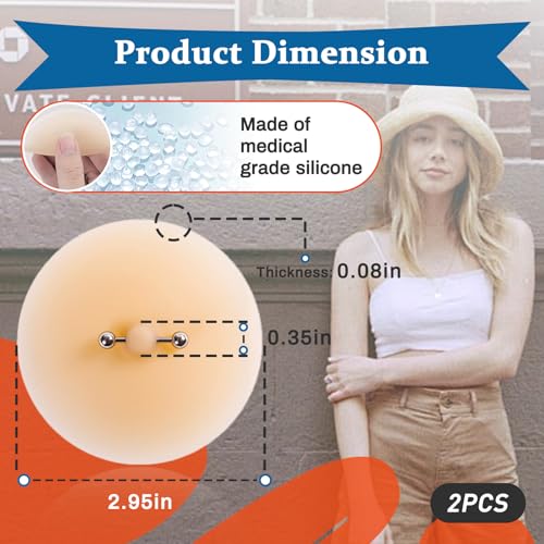 2 Pcs Silicone Nipple Cover with Piercing, Waterproof, Reusable Pasties2
