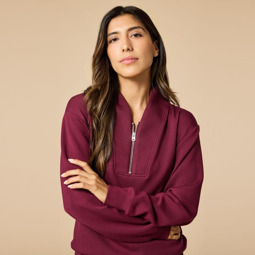 Softies Quarter Zip Jogger Lounge Set for Women Ultra Soft 2 Piece Loungewear with Zip Pullover Top and Jogger Pants - Image 4