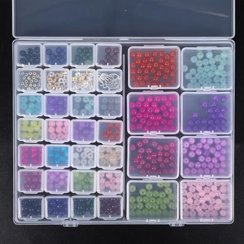 Jeqqinuz Schrauben Sortierbox Sortierboxen für Kleinteile Boxen Aufbewahrung Sortierkasten Kunststoff Setzkasten Zubehör Diamond Painting für Ohrstecker, Maniküre, Perlen, Strasssteine