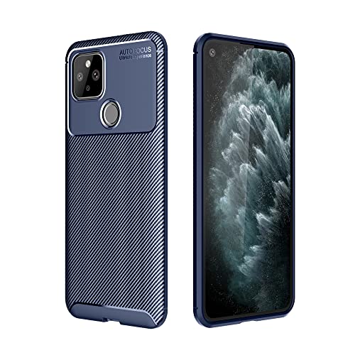 Olliwon Funda para Google Pixel 5 5G Case, Carbon Fibre Texture Cover Compatible Resistente a Golpes y Antihuellas dactilares Funda Protectora Durable para Google Pixel 5 5G 6.0" Azul Cover
