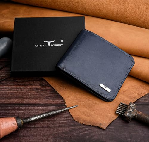 Image of URBAN FOREST Tyson Blue /Grey Leather Wallet for Men