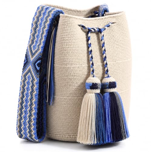 Image of WYOU Designer Wayuu Hand-Crochet Woven Summer Beach Bag for Everyday, Travel-Large Beachy Purse, Colorful Purses for Women