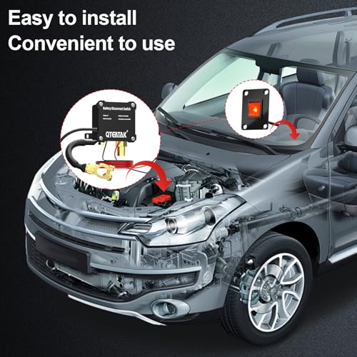 Image of 12V 250A Battery Disconnect Switch Kill Switch | KCD4 Illuminated Boat Rocker Panel Switch (AC 16A 250V /20A 125V) for Car Truck RV, 9.84 FT Cable, Prevent Battery Drain