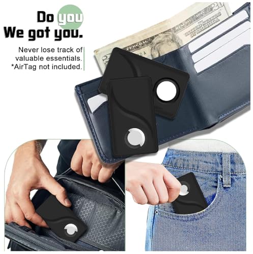 Image of FOLX FAB237 Apple Airtag Wallet Case Holder Compatible for Apple AirTag Tracker, Size of a Credit Card for Wallet Purse, Slim Safety Anti-Lost (Z Black Card CASE [ Combo Pack of 2 ])