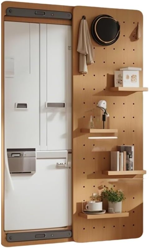 Modular Wood Pegboard Kit - Wall-Mounted Full Body Display Panel for Living Room & Entryway, Stylish Beige, 50x150 cm, Perfect for Home Storage & Décor