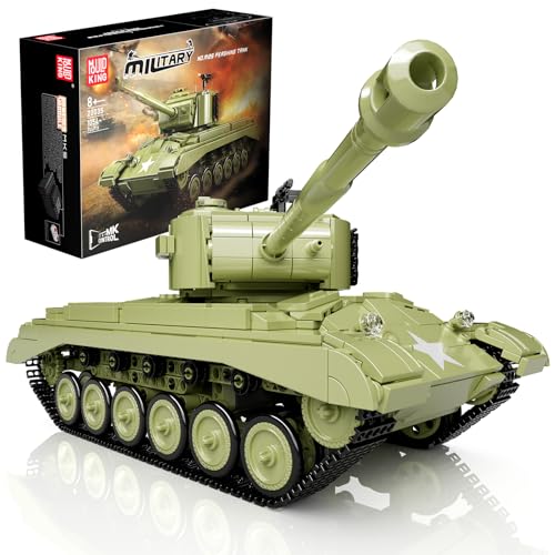 Mould King 20035 Technical Tank Bausatz Klemmbausteine App & Remote Control M26 WW2 Militar RC Panzer Klemmbausteine Bausteine Geschenk für Erwachsene und Kinder(1054 Teile)