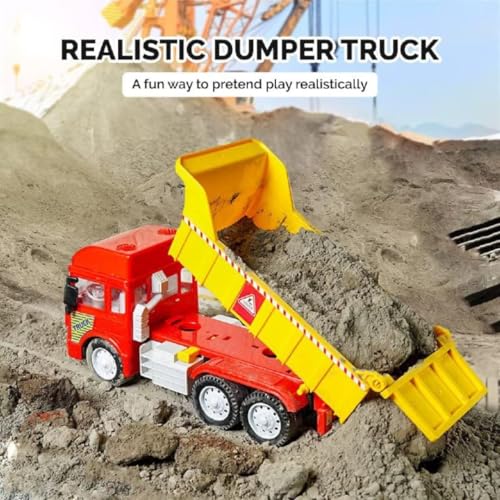 Image of Dumper Truck, Pull Back Vehicles for Kids, Friction Power Truck with Light & Sound, Toys for Boys (Multicolor)