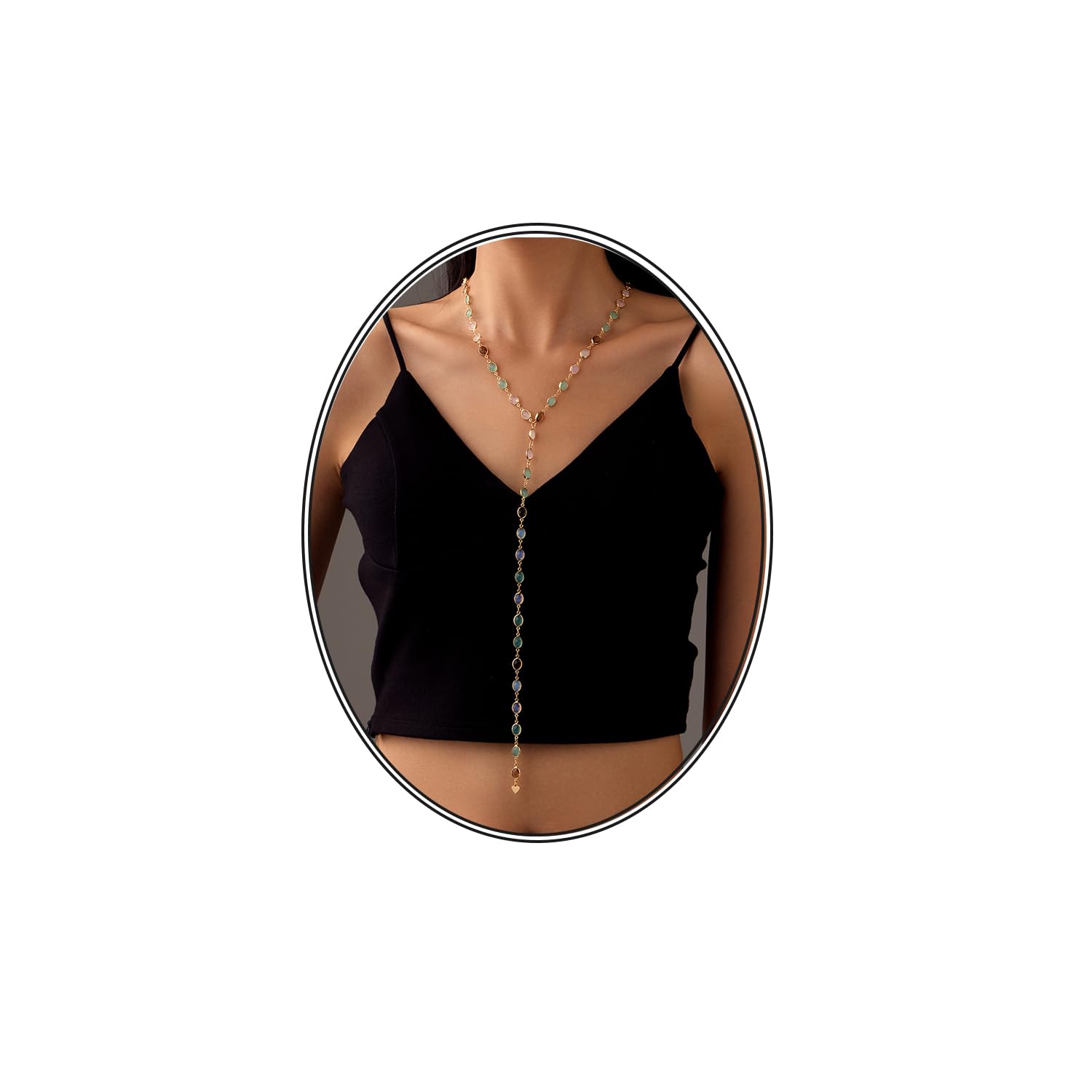 SHANG JIURUI Chic Beaded Lariat Necklace in Vibrant Green - Elegant Long Y-Necklace with Adjustable Length - Perfect for Layering - Fashion Forward