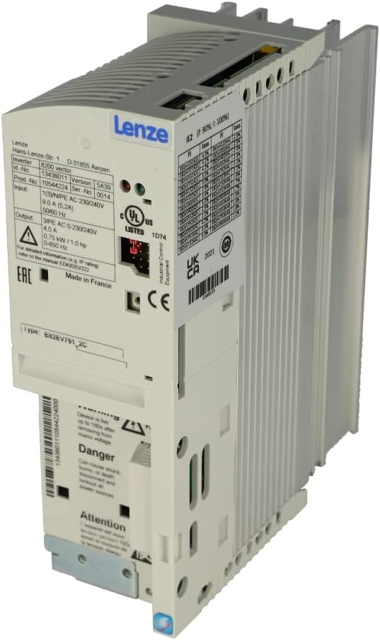 E82EV751K2C | 8200075KW1PH | LENZE 8200075KW1PH, FREQUENCY INVERTER, 0.75KW, 180V-264VAC, FILTER INTEGRATED