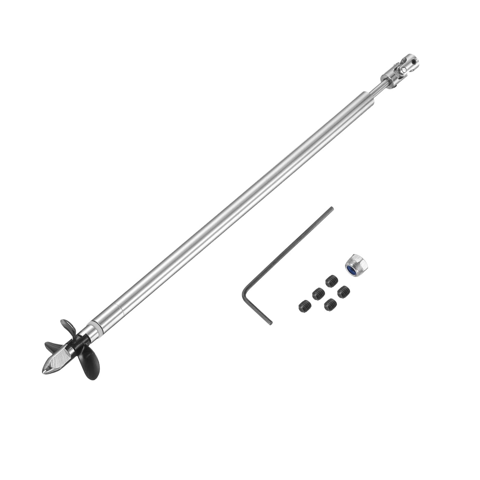 sourcing map Drive Shaft Three Propeller and Coupling Joint for RC Boat Coupler Assemble Kit, L29.5cm Shaft, L25cm Sleeve, D3.6cm Three Propeller, Fit for 3mm Motor Shaft