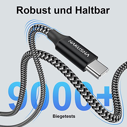 HAKUSHA Câble USB C, [1M] Câble de charge rapide en nylon USB Type C pour Android Samsung Galaxy S21 Ultra,Note 20,Z Fold 3,Huawei P50,Mate 40,MateBook,Xiaomi 11,OnePlus,Google Pixel 5,Realme