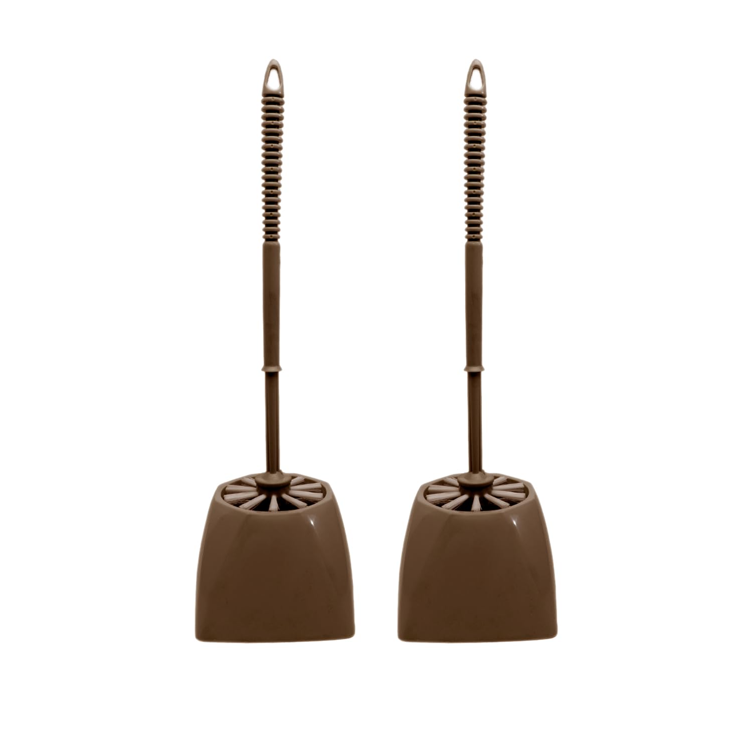 Toilet Brush | with Quick Drying Holder | Upgraded Soft Bristles for Easy Cleaning | Recyclable (Set of 2) (Brown)