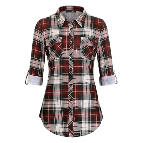 Kswlwccpp Kariertes Hemd Damen, Damen Bluse, Cowgirl Hemd Damen,...