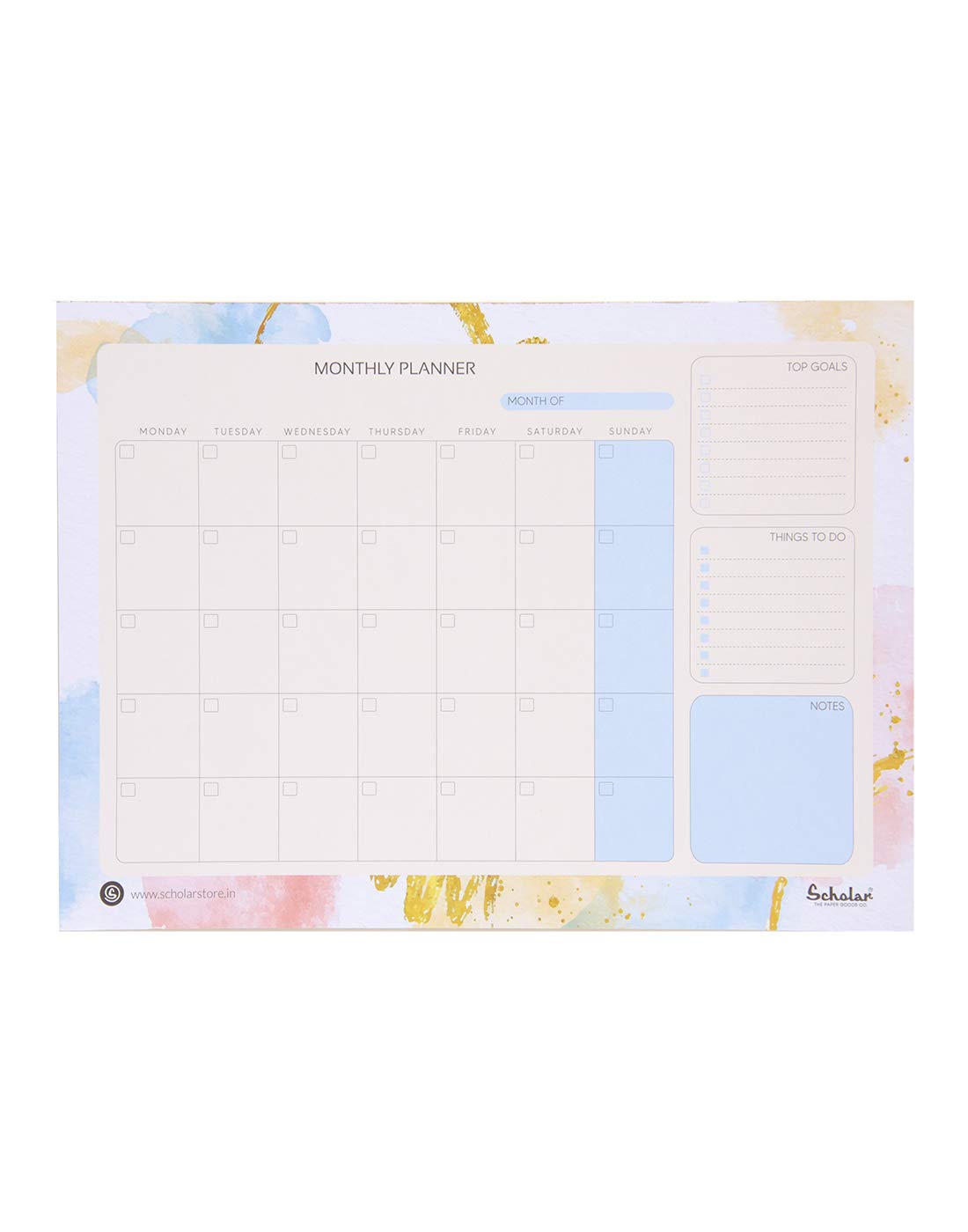 Scholar Monthly Planner Notepad (24 Sheets) (A4 Horizontal)