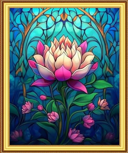 Image of Foxnyart Stamped Cross Stitch Kits Full Range of Embroidery Needlework Starter Kits for Beginners Adults 11CT Embroidery Patterns Art Crafts DIY Needlepoint Kit-Colorful Lotus Flowers 16x20 inchs