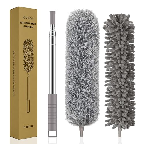Image of SetSail Dusters for Cleaning, 100-inch Extra-Long Duster with Extension Pole Bendable Microfiber Head Washable Ceiling Fan Cleaner Duster Kit for High Ceilings, Corner, Furniture