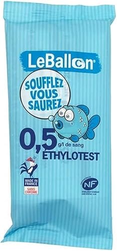 Bivora Ethylotest jetable LeBallon CONTRALCO - Test Alcoolémie Voiture 0,5 g/l sans Chrome et à Usage Unique, Rapide et Efficace [ Ethylotest homologué NF ] (x10)