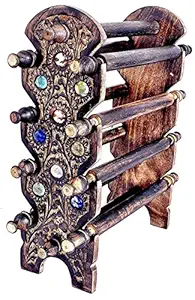 SMN HANDICRAFT Wooden LongTier Bar Bracelet/Bangle Jewelry Holder Stand Display Organizer - Rustic Wooden Bracelet Bangle Scrunch Display Stand - with Stone Work