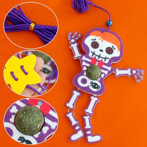 Brinquedo interativo para gato pendurado, brinquedo para gato esqueleto de Halloween, Brinquedo de g