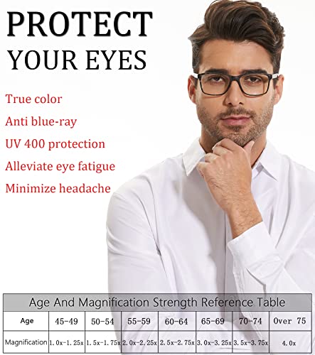 Image of 4-Pack Reading Glasses Blue Light Blocking for Men,Comfort Lightweight Eyeglasses Flexible Spring Hinge,Anti Eyestrain /Glare Filter UV Ray Computer Readers(1.25x)