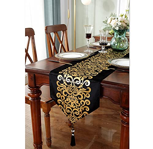 Caflife Happy New Year Decorations Table Runner Black And Gold 72 Inches For Party Home Decor Living Room Bedroom Art Decor,Black Velvet Table Runner With Tassels #TOP1