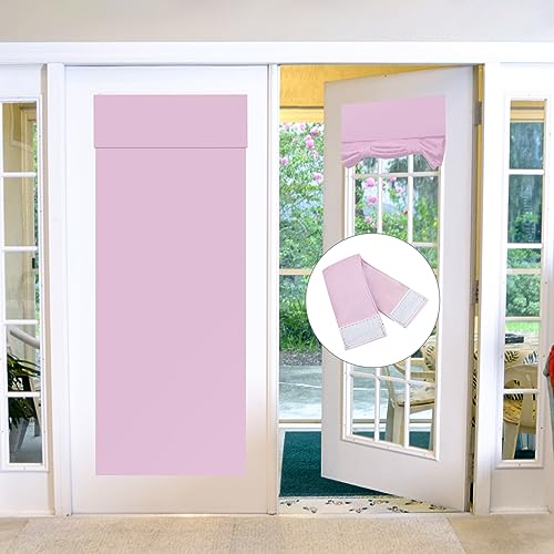 Blackout Door Curtains,French Door Blinds Stick On Curtains for Privacy and Light Control,Thermal Blackout Curtain Tie up Shade