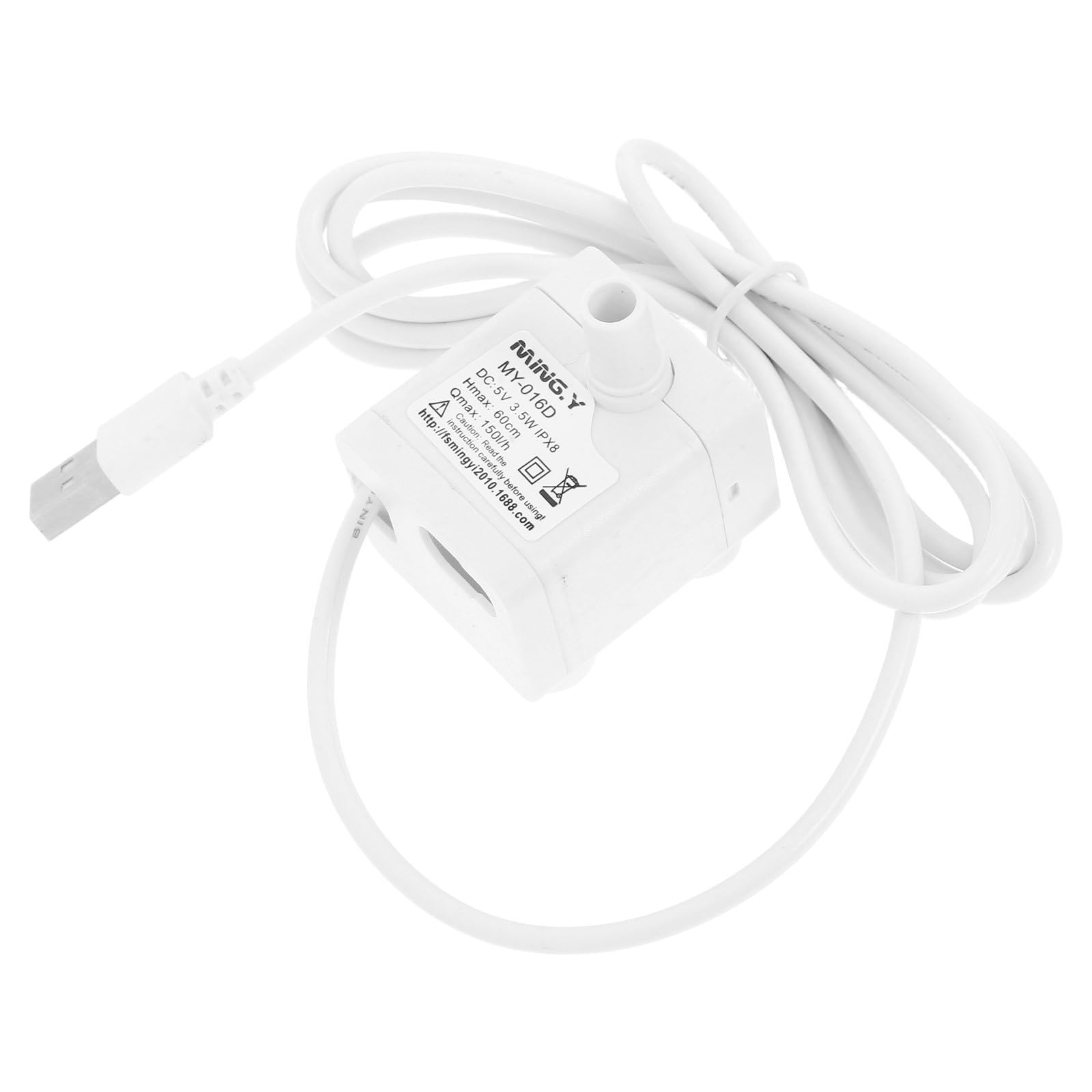 Toyvian Pompe Fontaine à Eau pour Chat USB Compacte et Silencieuse, Pompe Submersible en Abs 3w 150l/h pour Fontaines à Animaux Domestiques