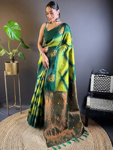 Image of SGF11 Women's Kanjivaram Pure Soft Silk Saree With Unstitched Blouse Piece