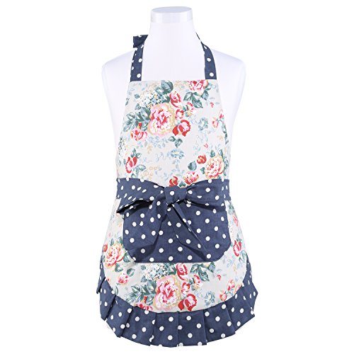 NEOVIVA Toddler Girls Apron with Pockets for Daily Play Kitchen Double-Layered Kitchen Apron for Children Style Kathy Floral Quarry Bloom