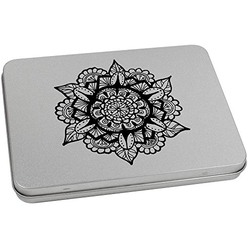 Azeeda 170mm 'Leafy Mandala' Metal Hinged Tin/Storage Box (TT00068347)