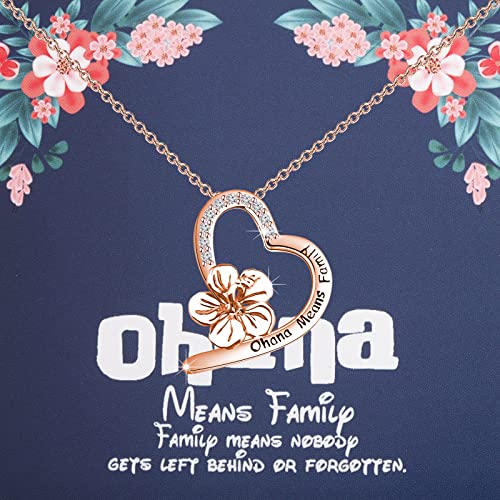 FOTAP Ohana Family Hawaiian Flower Necklace - Gift for Reunion, Trip or BBF