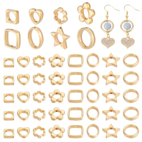 Cadres de perles dorées PH PandaHall | 180 intercalaires double trou 9 styles