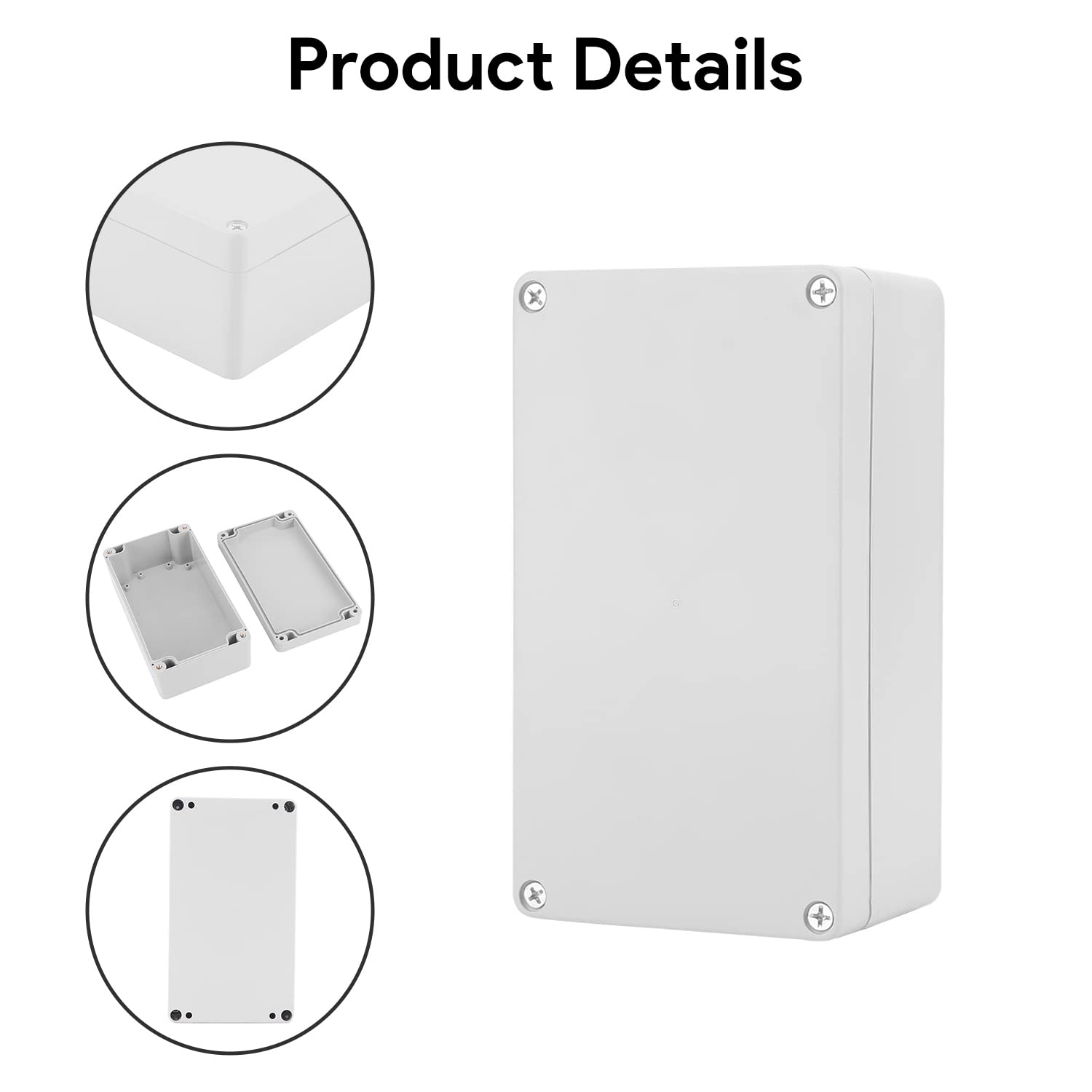 Electrical Box, 6.2" X 3.5" X 2.3" White Abs Junction Box Waterproof Universal Electric Enclosure Indoor Outdoor Project Case Wiring Connection Box