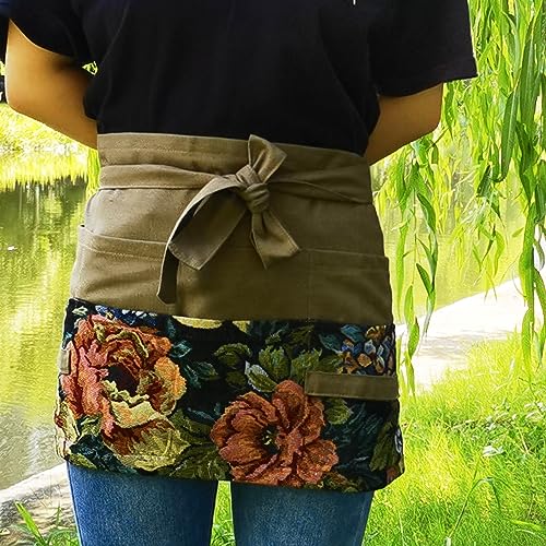 Garden-Apron-for-Woman-Gardening-Florist-Apron-Half-Apron-Harvesting-Apron-Floral-Gathering-Apron-with-Pocket