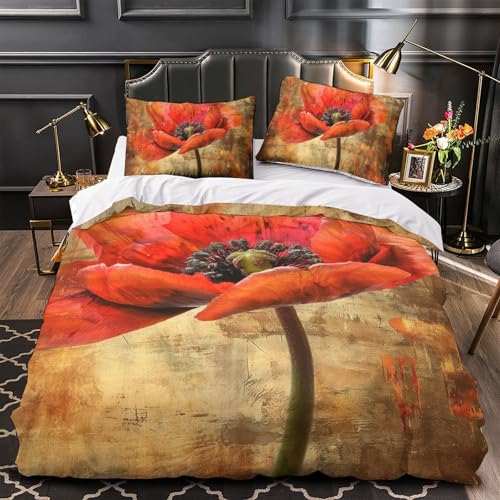 Housse de couette fleurs rouges pour illuminer une chambre ado