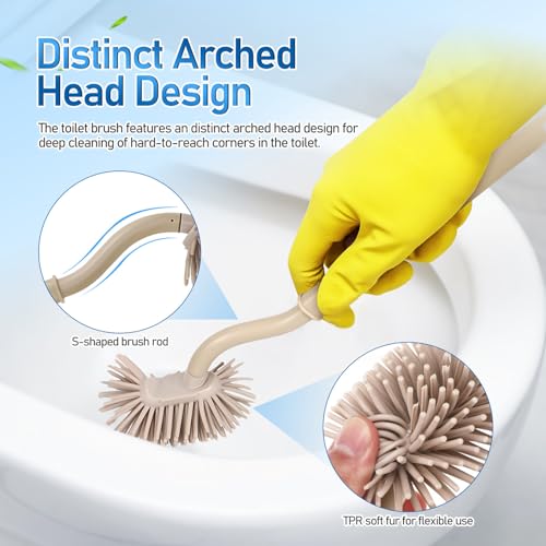 Image of OUNONA Toilet Brush and Plunger Set with Ventilated Holder Arched Head Toilet Bowl Brush for Deep Cleaning Flexible Plunger for Bathroom Unclogging 9.96 X 9.84 X 5.24 Inches