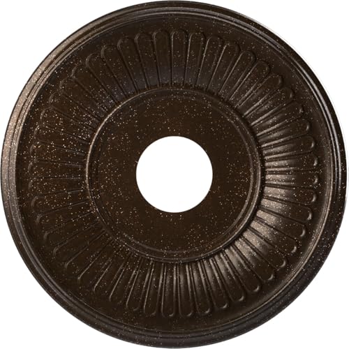 Image of Ekena Millwork CMP16BEAMB Berkshire Thermoformed PVC Ceiling Medallion (Fits Canopies up to 7 inch), 16 inchOD x 3 1 /2 inchID x 1 inchP, Textured Metallic Mystic Brown