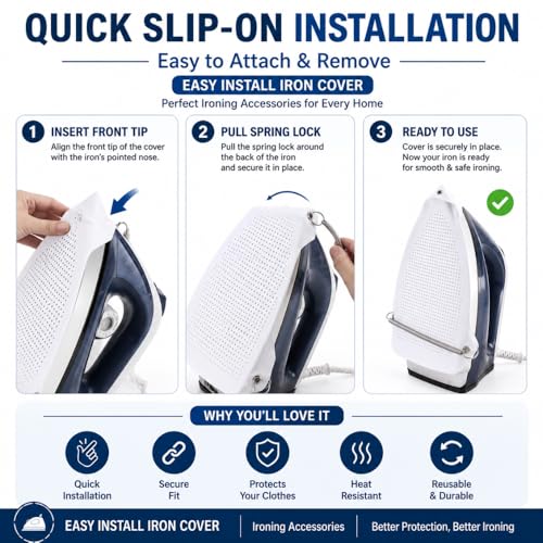 Image of Steam Iron Teflon Shoe Cover for Steam & Dry Iron | Non Stick Iron Plate Cover | Heat Resistant Soleplate Protector | Prevents Shine, Scorch & Burn Marks | Universal Fit Iron Cover